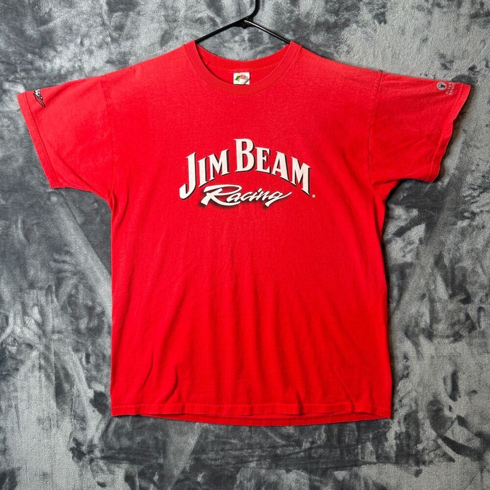 Vintage Y2K Jim Beam Racing Red Short Sleeve T-Shirt Promo Size X-Large